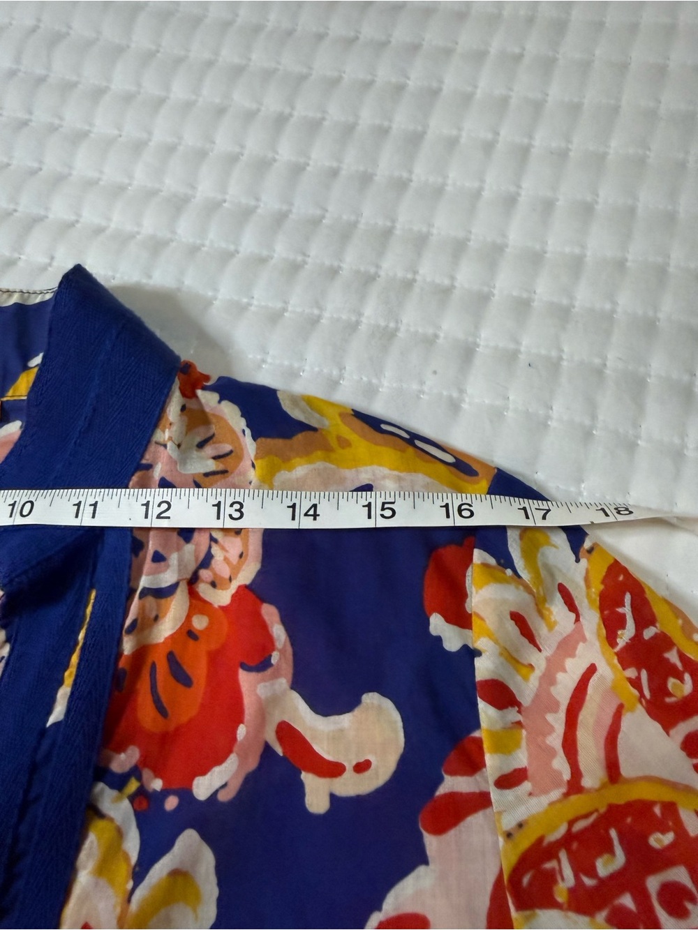 Tory Burch Blue Floral Tunic with Pink, Yellow and Orange Accents - Picture 10 of 12